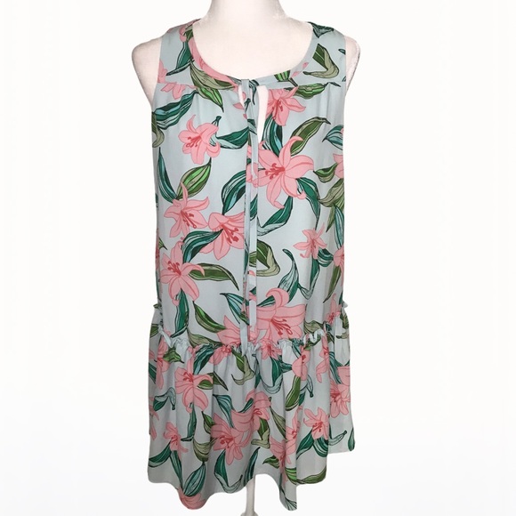 C & E Tie-Neck Floral Print Mini Dress - S - Picture 3 of 11